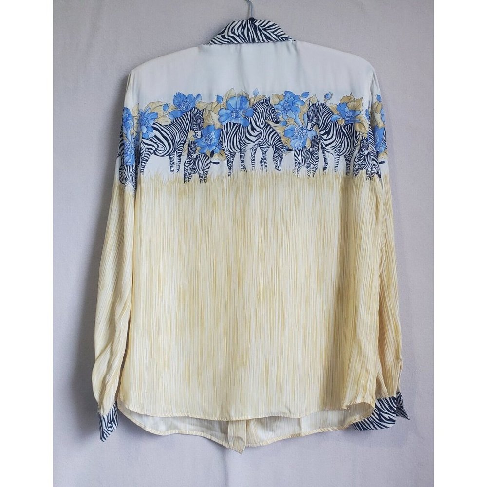 Vintage Exit Shop Women Medium 100% Silk Button D… - image 2